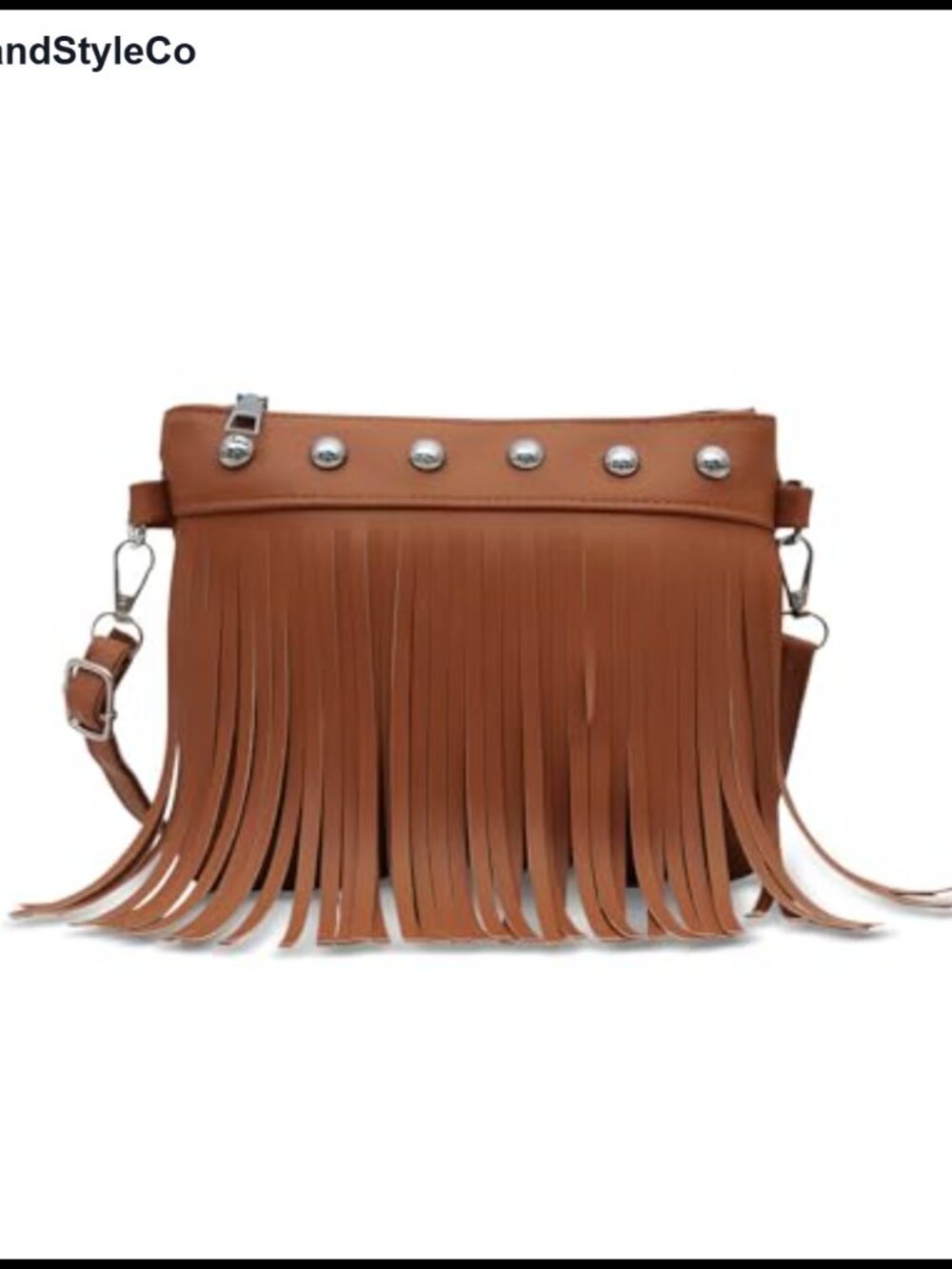 Western Crossbody Purse Faux Leather Tassel Rivets Adjustable Strap Small Bag